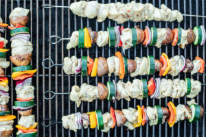 Step 4 how to make grilled chicken kabobs, Grill.