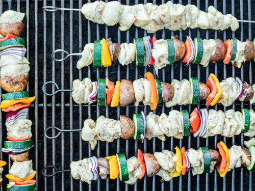 Step 4 how to make grilled chicken kabobs, Grill.