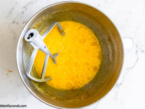 Step 4 how to make orange layer cake, Add eggs one at a time and beat.