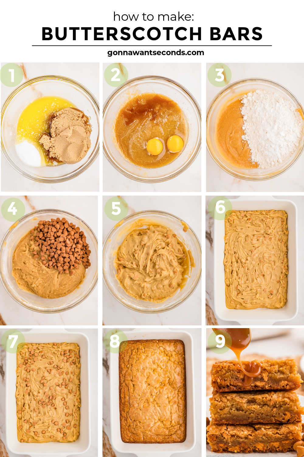 These butterscotch bars are a one-bowl dessert with ingredients you likely already have on hand. Quick to prepare and delicious to serve at the end of any meal. #butterscotch #butterscotchbars step by step how to make butterscotch bars