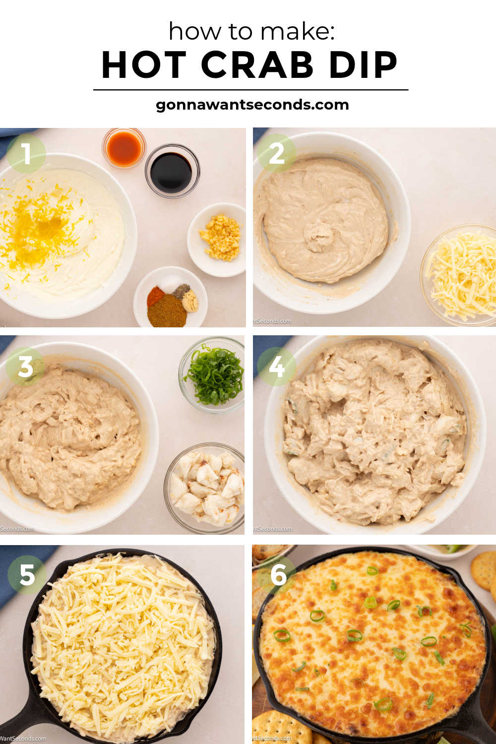 This hot crab dip is rich, creamy, and bursting with sweet crab flavor—perfect for weekends with the family, parties, or game day gatherings. #crabdip #hotcrabdip Step by step how to make hot crab dip