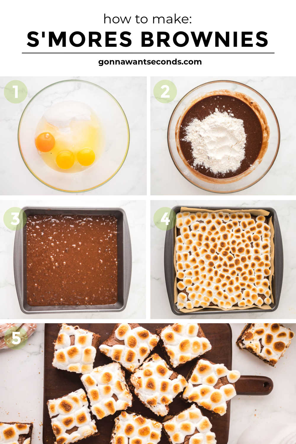 This s'mores brownies has a rich, fudgy brownie base enveloped by a crunchy graham cracker crust, topped off with a layer of ooey-gooey melted marshmallows. #smores #brownies step by step how to make s'mores brownies