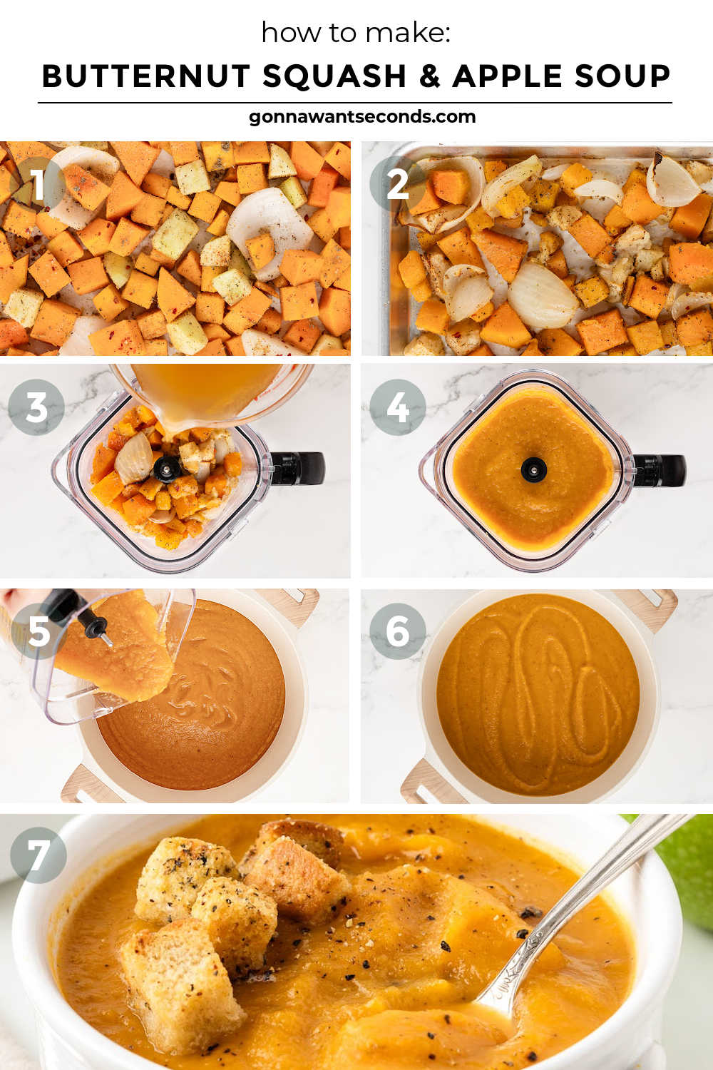 Cozy butternut squash and apple soup with roasted veggies, lemon, and cream. Velvety, balanced, and perfect for chilly nights or holidays. #butternutsquashsoup #applesoup Step by step how to make Butternut Squash And Apple Soup