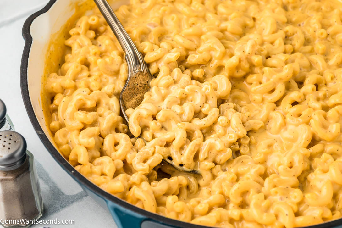 Ultra-creamy Velveeta Mac and Cheese made with milk, mustard, + a dash of Tabasco for brightness — a cozy, nostalgic classic everyone loves. #velveetamacandcheese #macandcheese