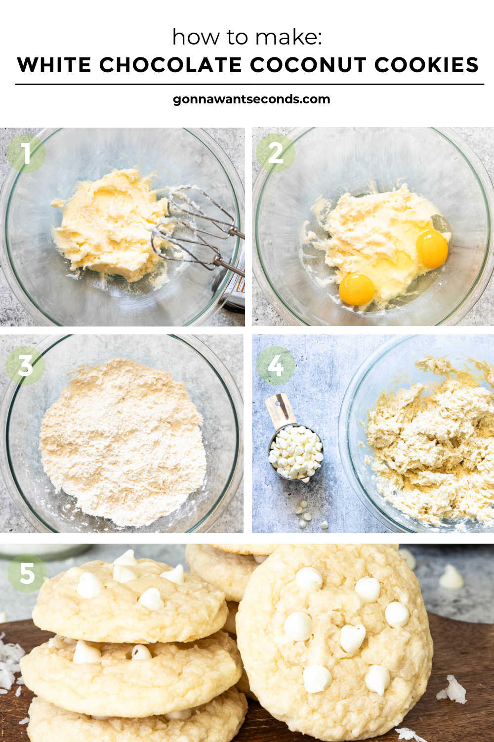 step by step white chocolate coconut cookies