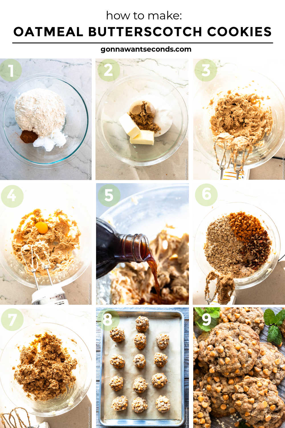 If you’re craving thick, chewy Oatmeal Butterscotch Cookies (aka Scotchies) with lightly golden edges and soft, cozy centers, this is the recipe to bake. #oatmealcookies #butterscotchcookies step by step how to make oatmeal butterscotch cookies
