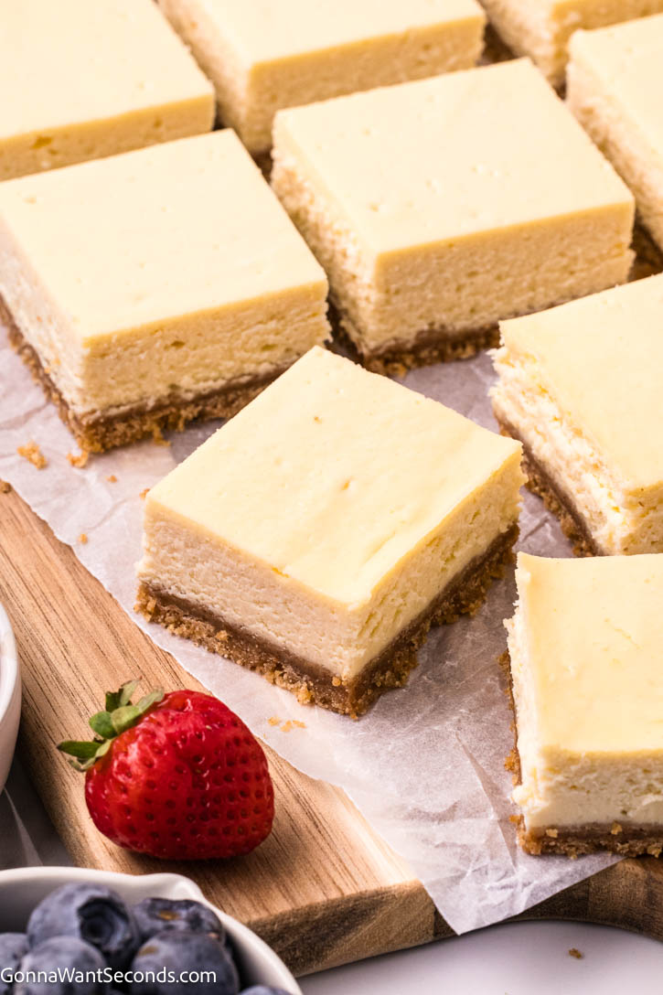 slices of Philadelphia cheesecake bars