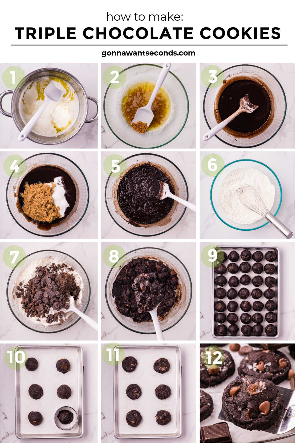 These Triple Chocolate Cookies are the ultimate indulgence—rich, fudgy, and packed with layers of chocolate in every bite. #chocolatecookies #triplechocolatecookies Step by step how to make triple chocolate cookies