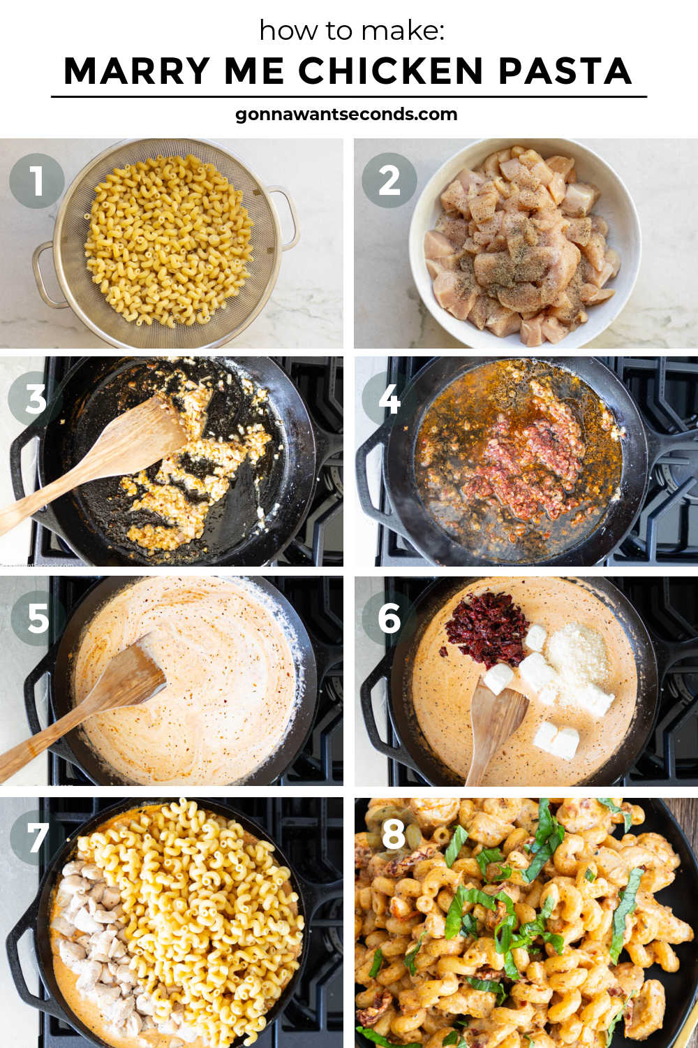 Marry me chicken pasta makes a creamy bold sauce that coats the pasta and tender chicken perfectly. It is a luscious meal that you can make in 30 minutes. #marrymechicken #chickenpasta Step by step how to make Marry Me Chicken Pasta