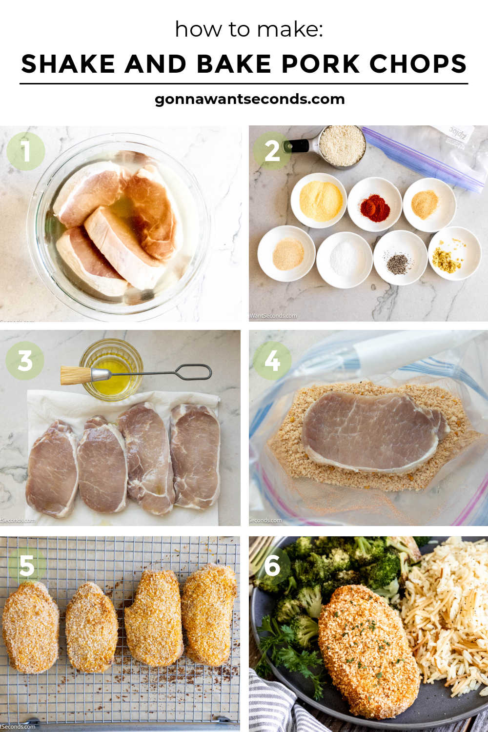 These shake and bake pork chops bake up golden and crisp on the outside while staying tender and juicy inside. #bakedporkchops #porkchops step by step how to make shake and bake pork chops