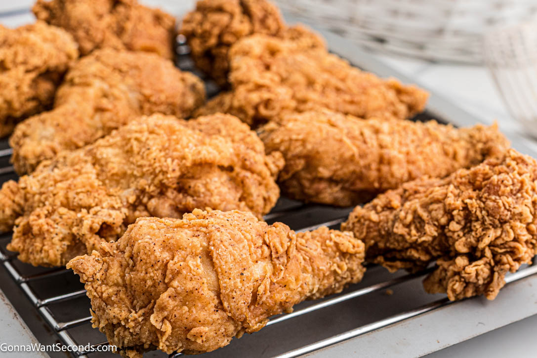 Fried Chicken Recipe on a cooling rack