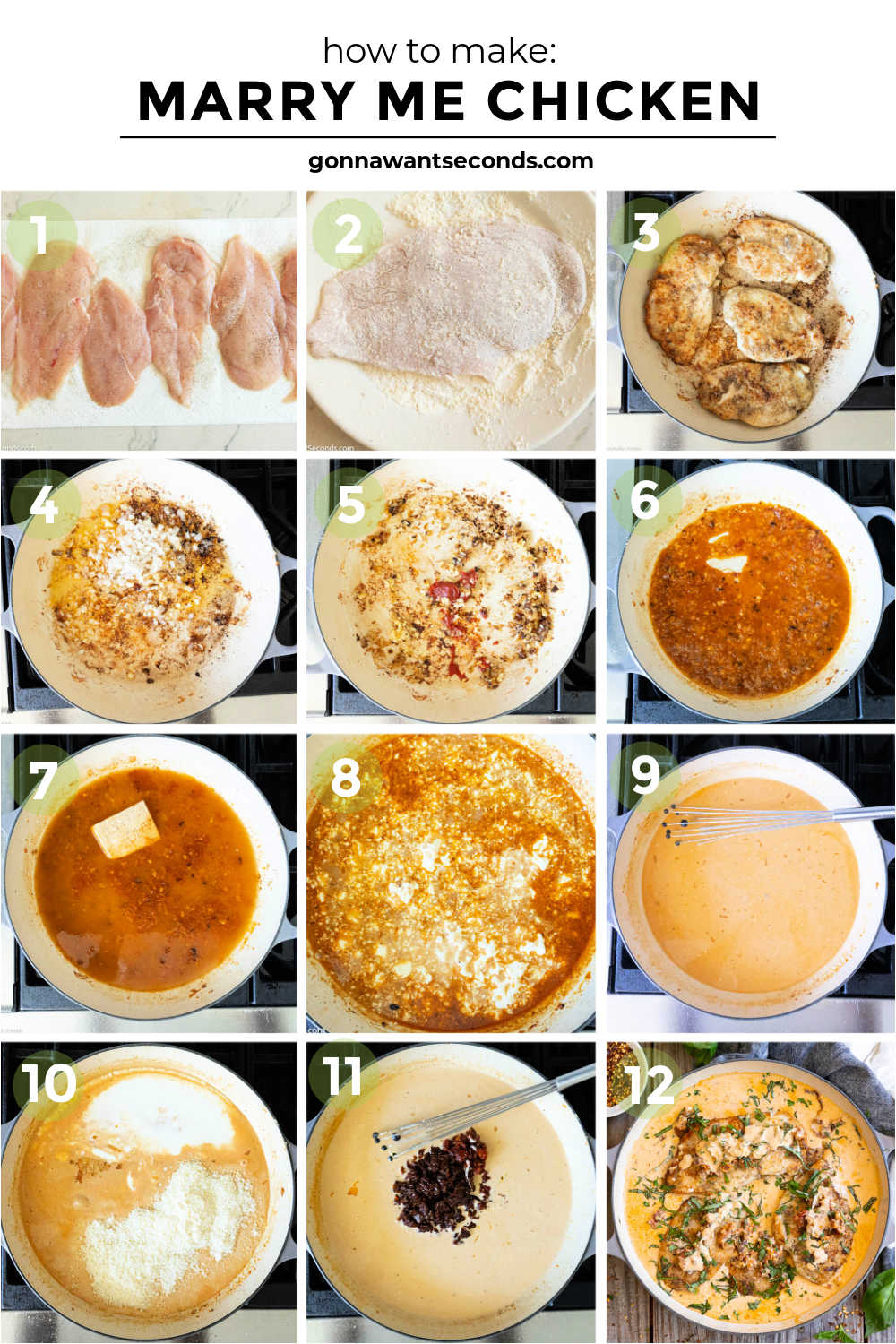 This Marry Me Chicken recipe features juicy chicken breasts in a rich, creamy Parmesan sun-dried tomato sauce. An easy restaurant-quality dinner ready in about 45 minutes. #marrymechicken #easychickenrecipe step by step how to make marry me chicken