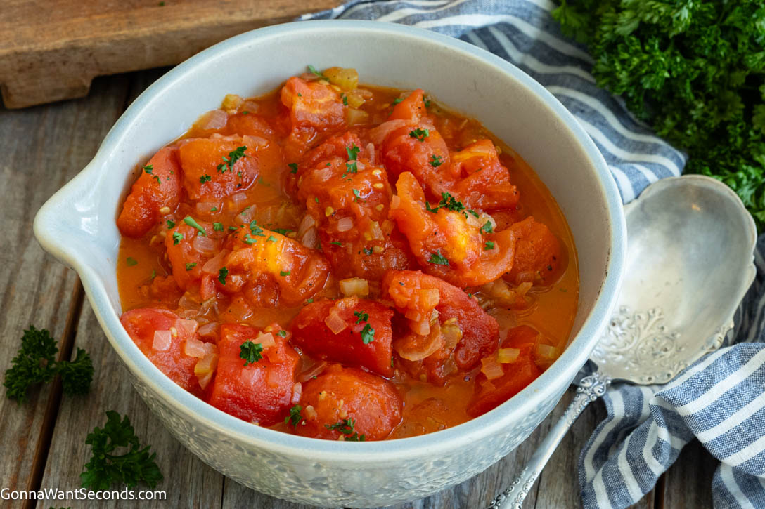 stewed tomatoes in a bowl