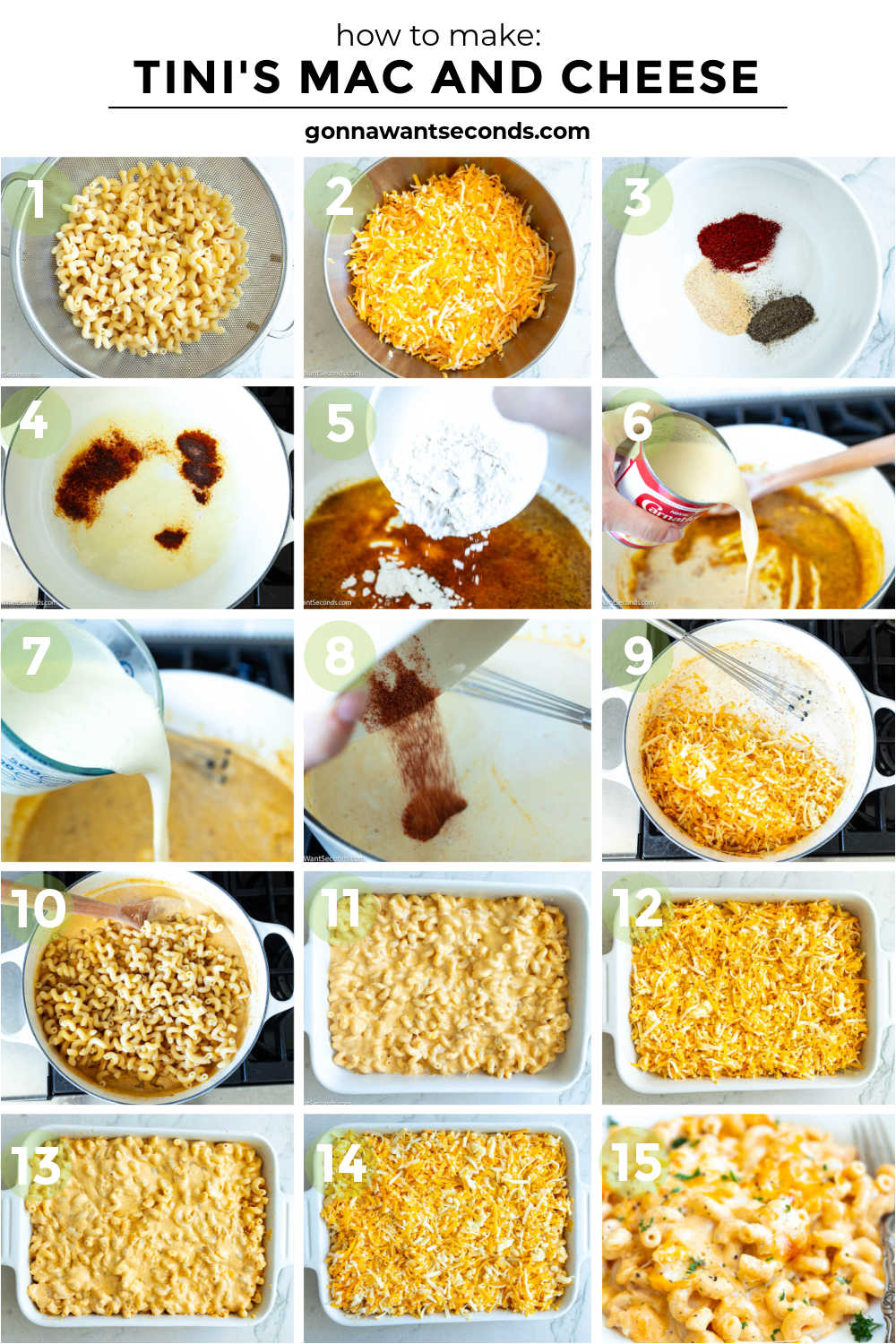 Tini’s Mac and Cheese is ultra creamy, cheesy, and packed with flavor. This viral mac and cheese recipe bakes up rich with the perfect cheese pull. #tinismacandcheese #macncheese Step by step how to make Tini’s Mac and Cheese